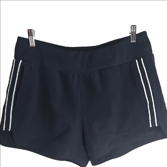 90 Degree By Reflex Pants - 90 Degree By Reflex Blue and White Athletic Shorts Elastic Waistband